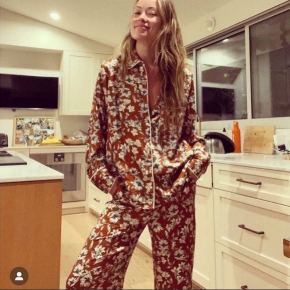 La Ligne Floral Wide Leg Pants and top - Brown and White